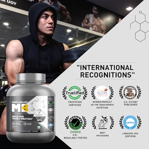 Image of MuscleBlaze Biozyme Whey Protein, Blend of Whey Isolate & Concentrate | 25 g Protein Per Scoop (Ice Cream Chocolate, 2 kg / 4.4 lb)
