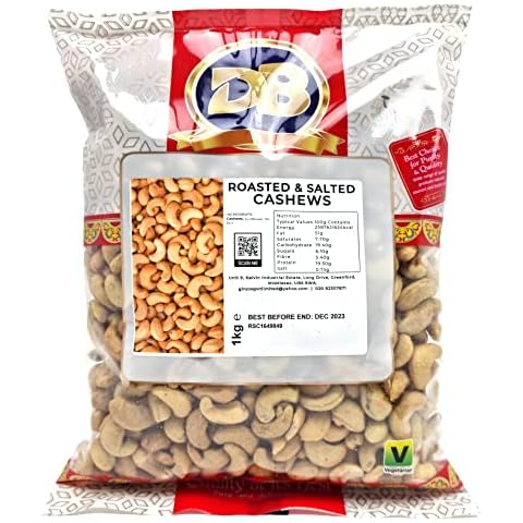 Roasted Salted Cashews 1kg - Premium Quality Cashew Nuts 1kg, On The go Nuts Snacks, Source of Protein Cover