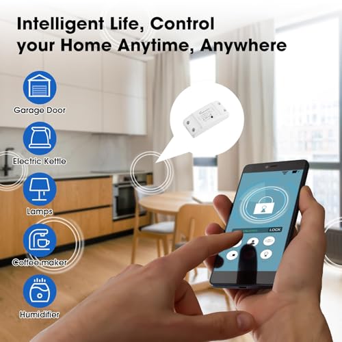 Smart WiFi Light Switch 10A 2200W, BASICR2 Smart Relay Switch No Hub Required for Home Automation DIY Wireless Module Works with Alexa Google Home Compatible with EweLink IFTTT - Image 5