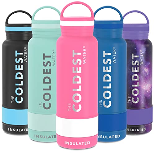 Image of The Coldest Water Bottle | 24+ Hours Hot and Cold| Leak Proof | FDA Approved | Dual Walled | Insulated Water Bottle Stainless Steel with Loop Lid Perfect for Office, Travel, Gym (Flamingo Pink 21OZ)