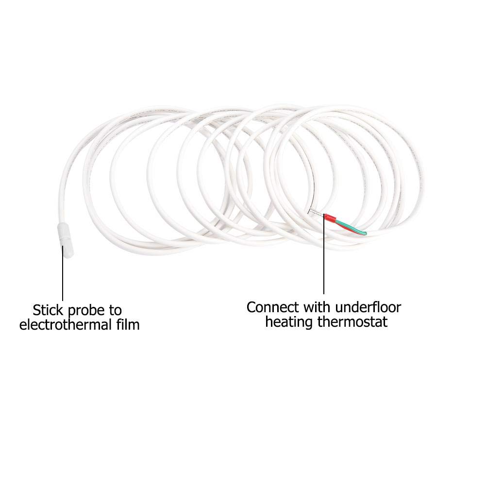 VOBOR Termostat sonda czujnikowa 3 m, sonda RTD, czujnik temperatury podłogowej, kabel sondy, ogrzewanie podłogowe, termostat, akcesoria do systemu ogrzewania podłogowego, termostatu
