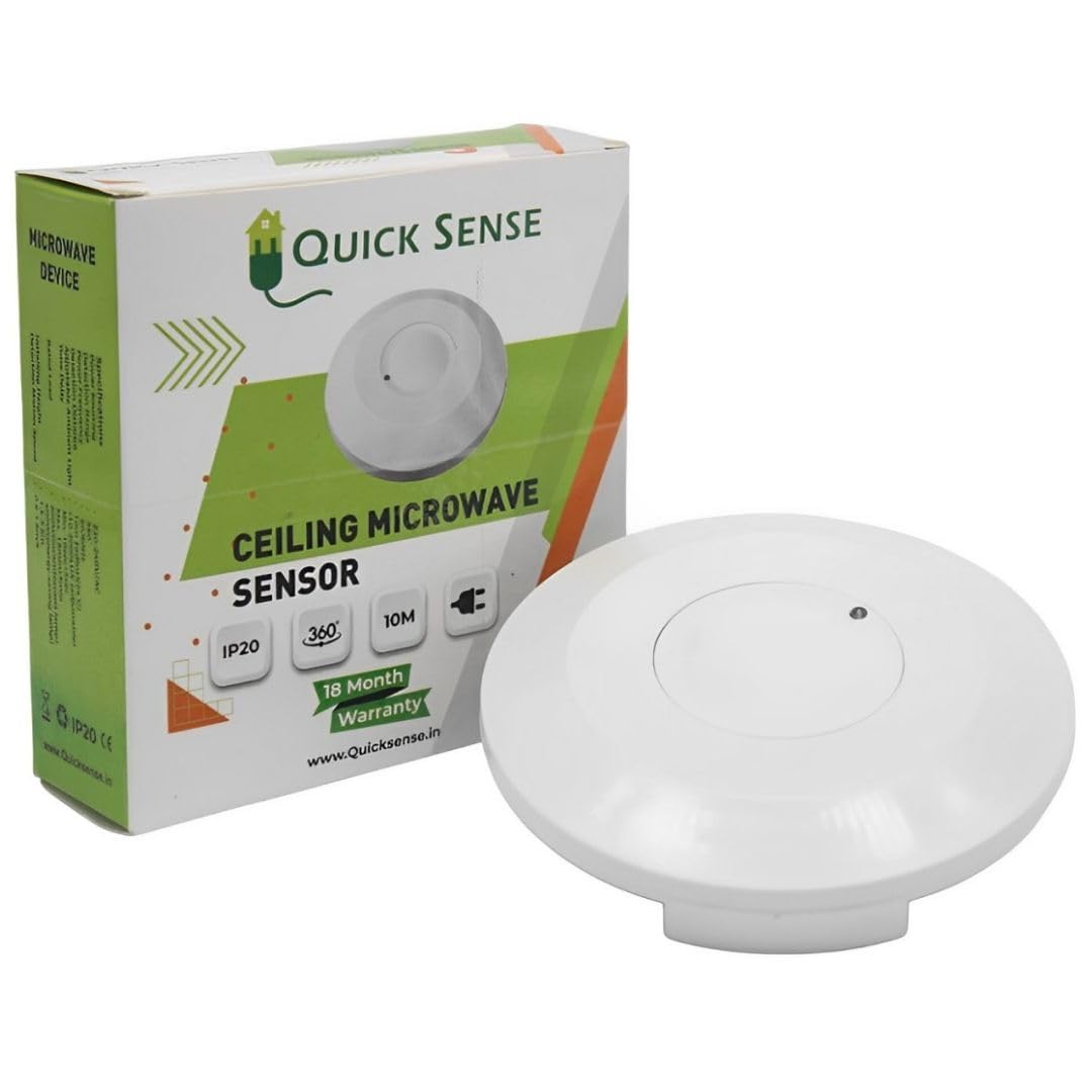 Quick Sense(QS-M5B) Plastic 360 Degree Sq Type Microwave Motion Sensor with Light Sensor (White)(Pack of 1) (QS-M3)