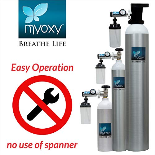 Image of MYOXY Light Weight Portable Oxygen Cylinder for Home Patient with regulator and Trolley (1500 Litres).