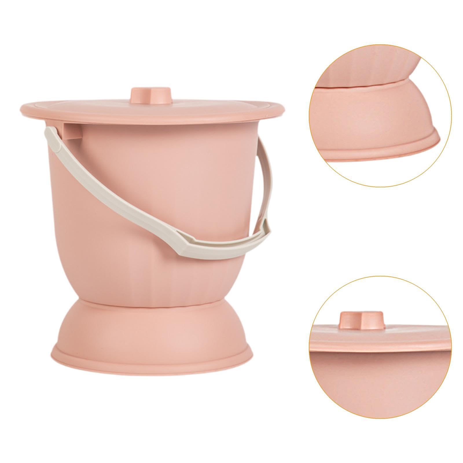 Secchio per Orinatoio, Vasino Notturno, Sputacchiera con Coperchio per Adulti E Bambini, Rosa
