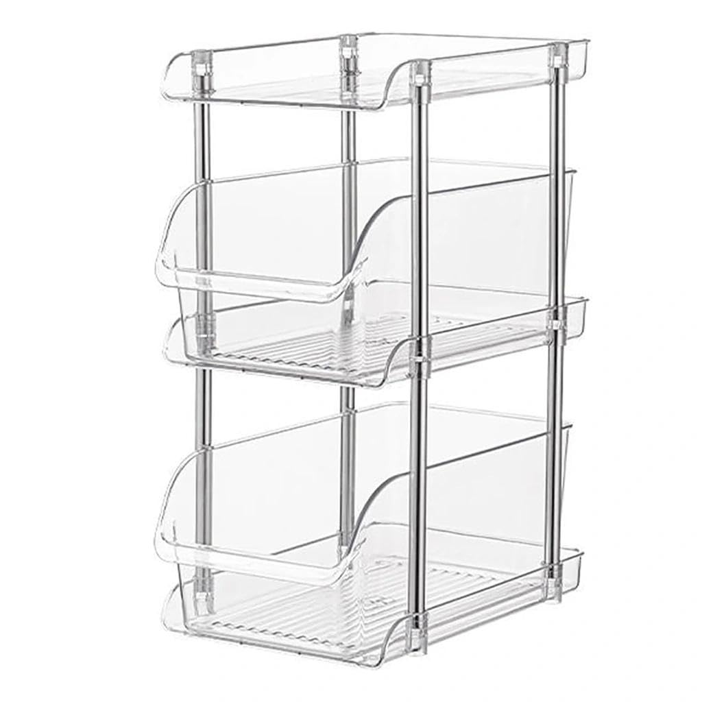 Organizer per lavello, a 3 ripiani, sotto il lavandino, trasparente, per bagno, cucina, ufficio