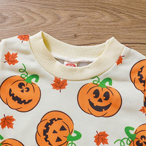 Toddler Halloween Shirt Baby Boy Girl Pumpkin Sweatshirt Crewneck Pullover Long Sleeve Sweater Tops3