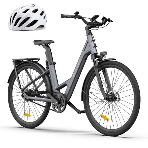 ADO E-Bike Air28 Ultra Elektrofahrrad,Pedelec Riemenantrieb,Citybike,e Bike 28 Zoll, 3 Gang, Automatikschaltung, 250W,25KM/H,ADO APP,LCD,Heckmotor, Gepäckträger, ebike Damen/Herren (Grau)