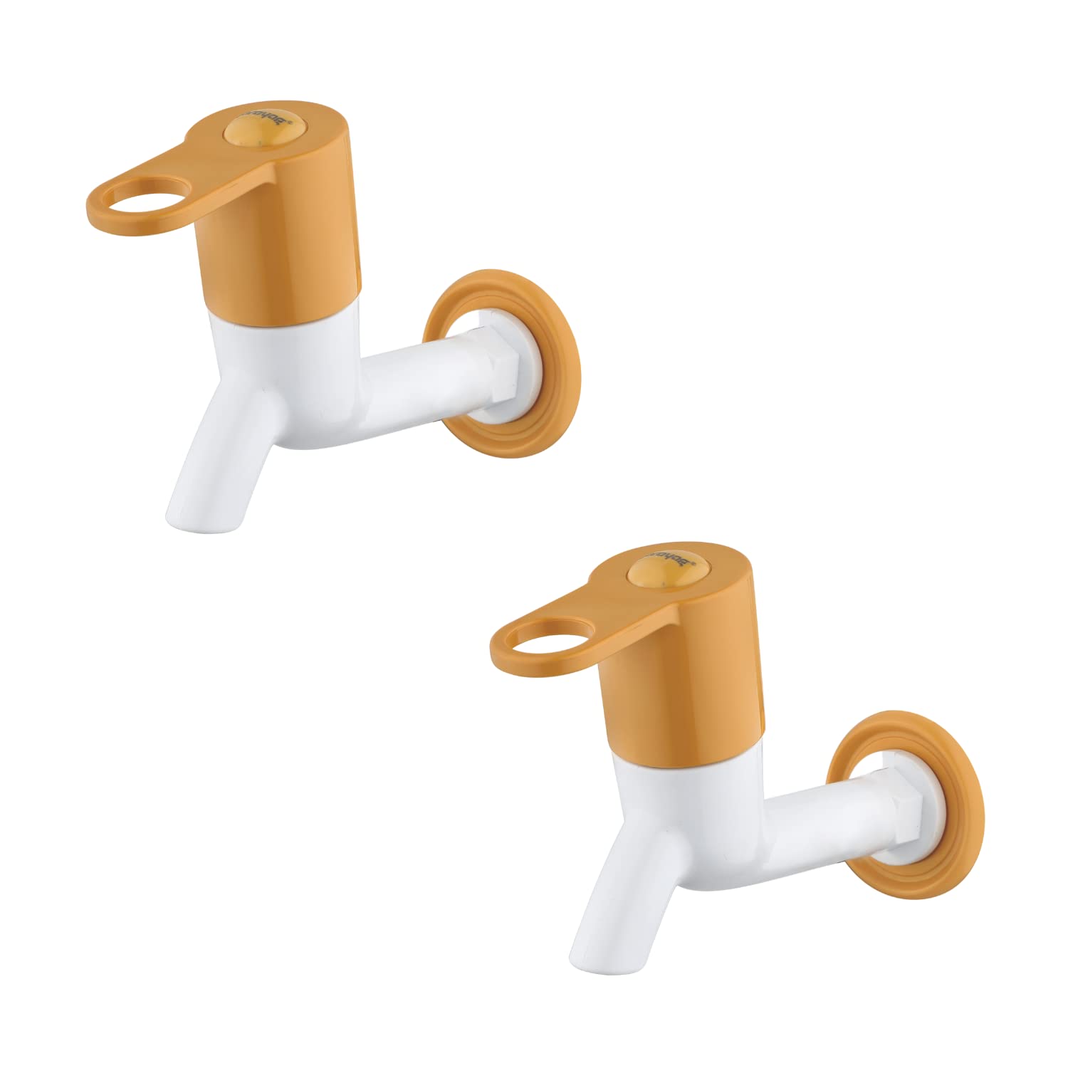 Prayag Vitro Gold 15mm Bib Cock Long Smart Body with Flange, Faucet for Basin Tap, Sink Faucet, Bathroom & Kitchen (Pack of 2)