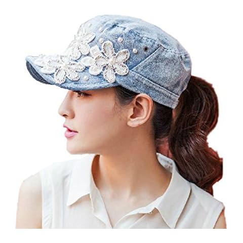 Yimidear Female Women Lady Girl UV Sun Cotton hat Cowboy Hat Leisure Spring Summer Outdoor Sports Baseball Cap Peaked Cap (Middle Blue) Cover