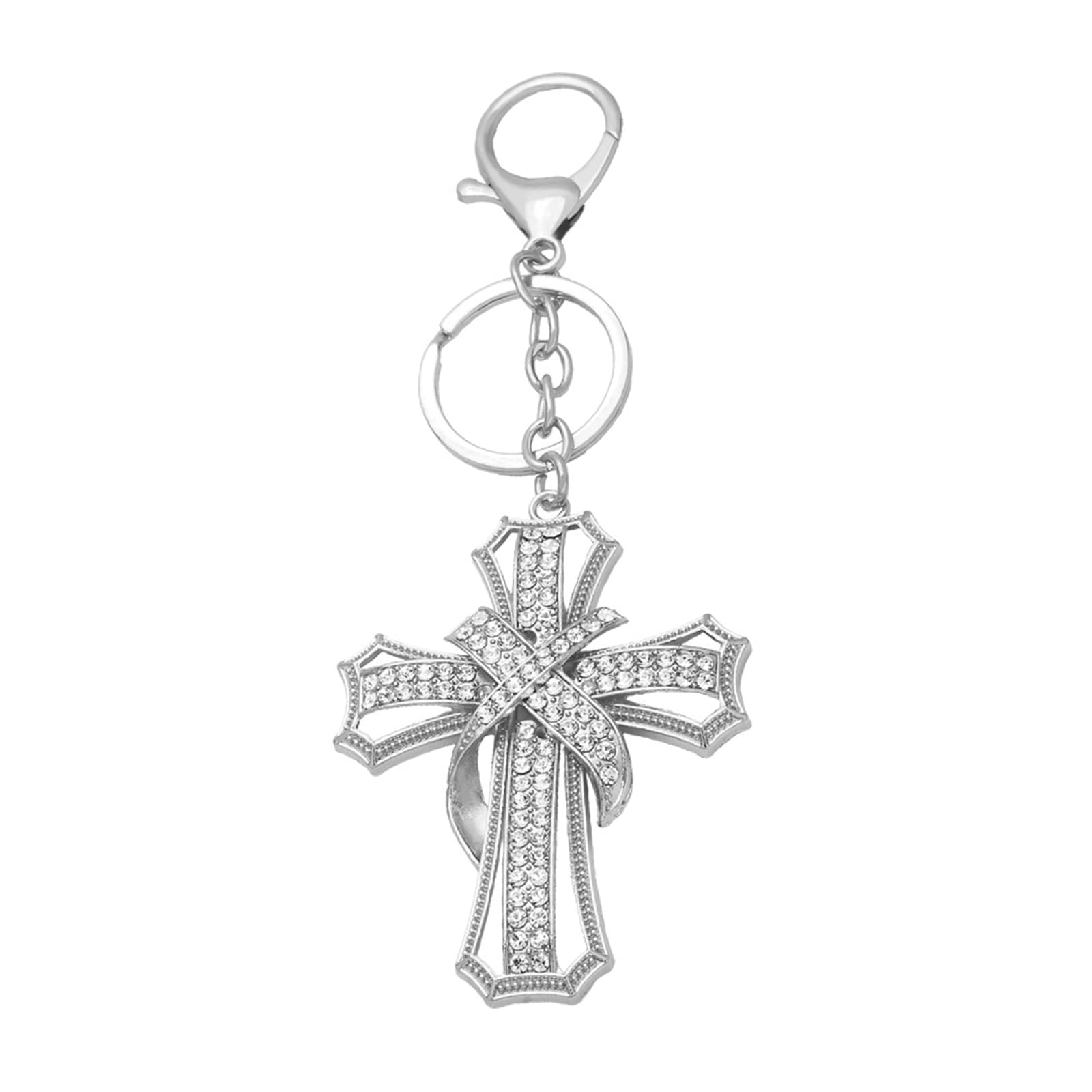 Tsophreniq Crucifix Crystal Keychain Keyring Catholic Keyring Car Bag Holder for Women Jewelry Purse Pendant Keychain