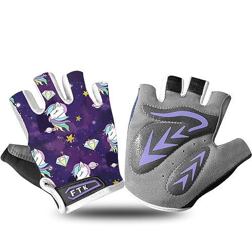 FIGNER Kids Junior Cycling Gloves, Gel Padding, Pony, Medium