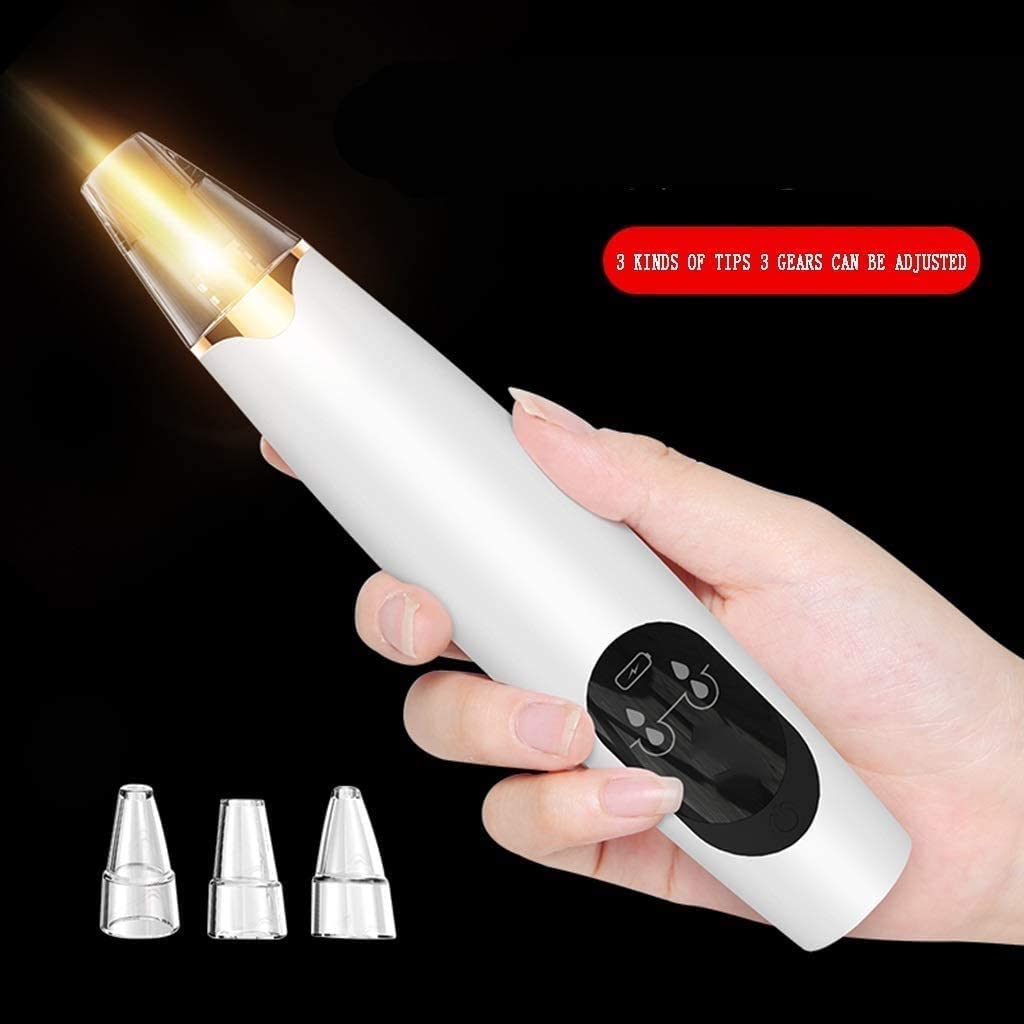 ESHINEDE Aspirateur de Points Noirs, Nettoyeur électrique de Pores du Visage, Outil d'extraction de Points Noirs Rechargeable USB avec 3 sondes et kit d'aspiration de Points Noirs