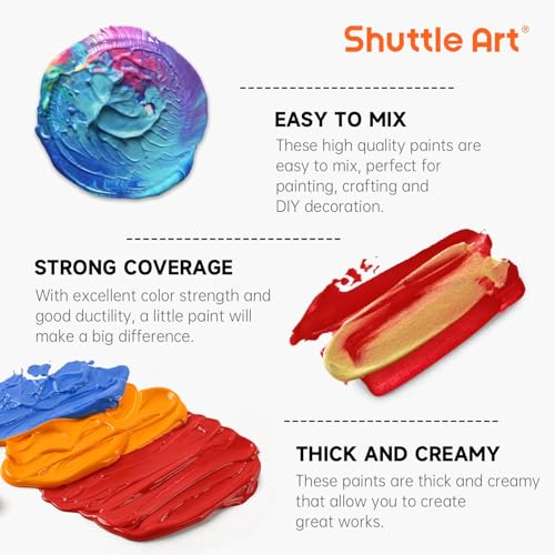 Image of Shuttle Art Acrylic Paint Set, 25 Vintage Colours, 2oz /60ml Bottles, Rich Pigmented, Premium Acrylic Paints for Artists, Beginners and Kids on Rocks Crafts Canvas Wood Ceramic