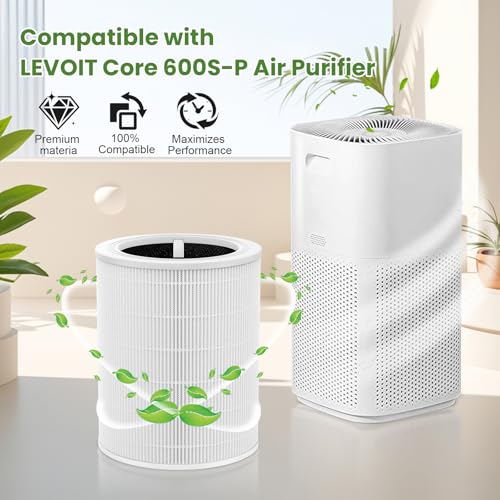 Image of Core 600s Replacement Filter Compatible with Levoit Core 600S-P Air Purifier, 3-in-1 True HEPA High-Efficiency Activated Carbon Filter for Home Large Room, Core 600S-RF