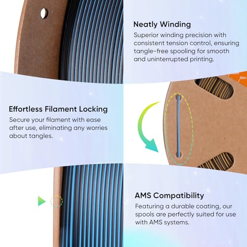 Image of ERYONE Matte Tri Color PLA Filament 3D Printer 1.75mm + /- 0.03mm, Multicolor Filament Tricolor PLA 1KG(2.2lbs) Cardboard Spool, Black & Yellow & Blue