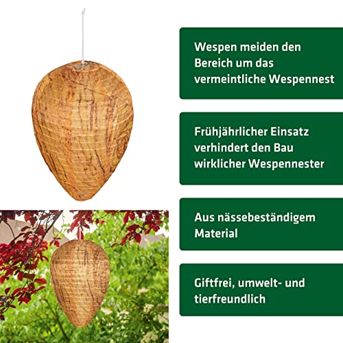 GARDIGO® Wespennest Attrappe - 2er Set I Nässebeständiger Stoff zur Wespen Abwehr I Künstliches Wespennest gegen den Neubau von Wespennestern I Zum Aufhängen im Garten, Dachboden oder Balkon I Wasp