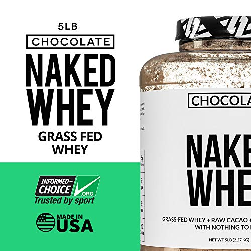 Naked Whey Chocolate Protein - All Natural Grass Fed Whey Protein Powder, Organic Chocolate, and Coconut Sugar 5lb Bulk, GMO Free, Soy Free, Gluten Free Aid Muscle Growth and Recovery 60 Servings - Image 3