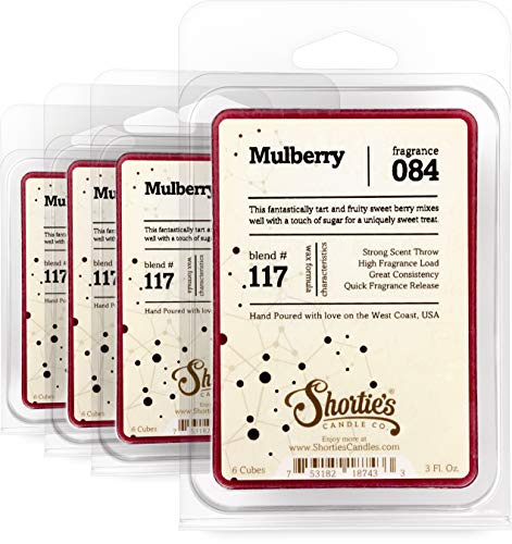 Shortie's Candle Company Mulberry Wax Melts Bulk Pack - Formula 117-4 Highly Scented 3 Oz. Bars (12 Oz. Total) - Made with Natural Oils - Christmas & Holiday Air Freshener Cubes Collection