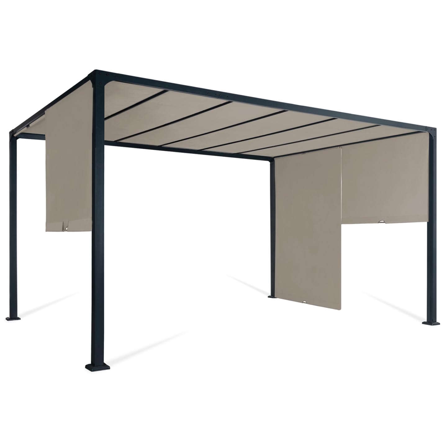 IDMarket - Pérgola, deslizante, 2 paneles, 3 x 4 m, mirador de jardín, lona, topo