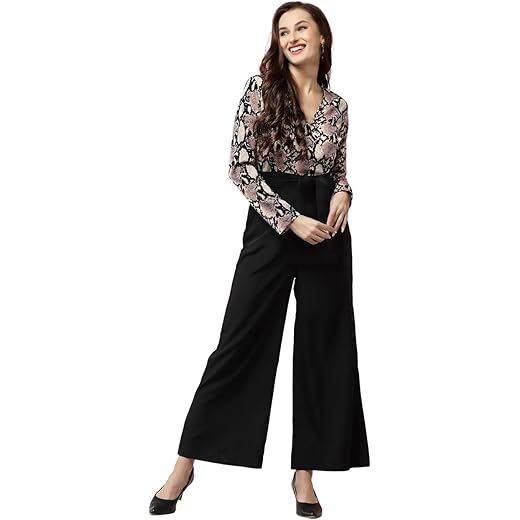 LONDON BELLY Women Jumpsuit Black White Floral