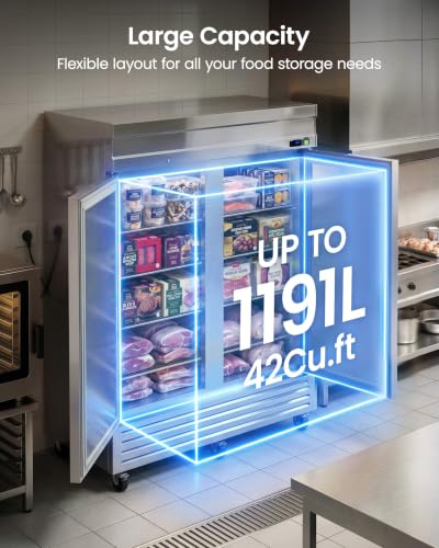 Image of 54 inch Reach-In Freezer, 42 Cu.Ft Stainless Steel Upright Freezer
