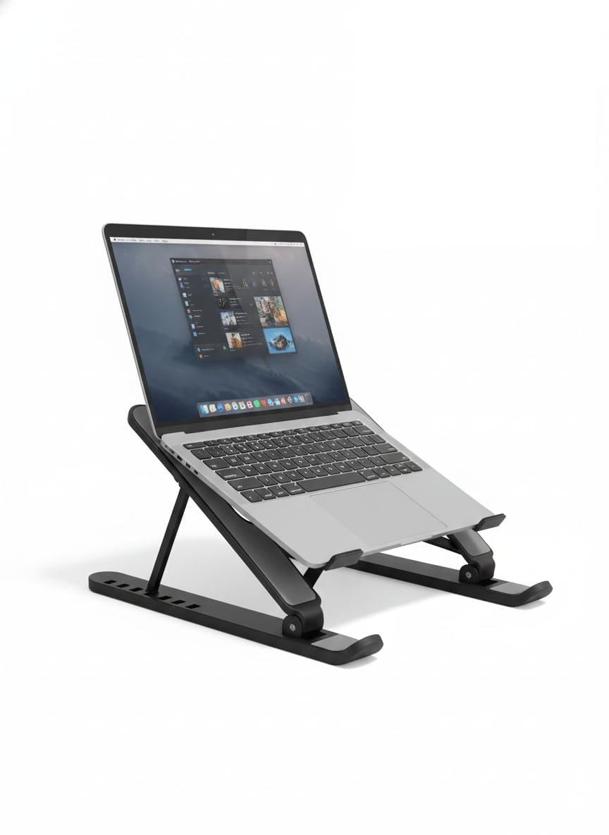 Suporte Notebook Ergonômico Ajustável Alumínio Dobrável Ventilado Antiderrapante Base