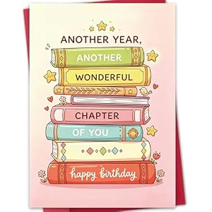 Funny Birthday Card, Birthday Gift for Women, Book Lover Birthday Card for Readers, with Luxury Red Envelope and Gold Seal Sticker