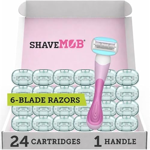 ShaveMOB 6-Blade Women's Razor Kit (Flex Head Handle + 24 Refills) - The Perfectionist Shaving Kit
