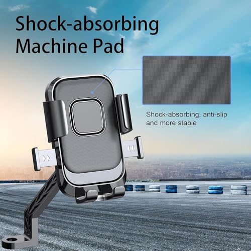 Image of Universal Bike Mobile Stand with 360 Rotation | Handlebar & Mirror Mount Phone Holder | Shockproof Clamp for 4.7-7.2 Inch Smartphones (XY-089)