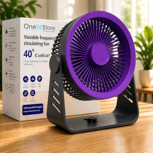 One94Store Mini USB Rechargeable Table Fan with LED Light, 2200 m...