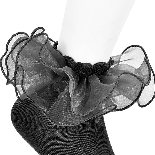 Toddler Socks Girls Kids Cute Big Double-Layer Lace Frilly Dress Ruffle Socks for Little Girls 2 Pairs2
