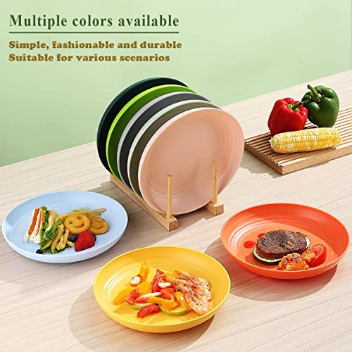 Image of Wheat Straw Plates Set of 4 | Unbreakable Dinner Plates | Lightweight Reusable Serving Plates | Microwave & Dishwasher Safe | Multicolor Stackable Tableware - 20cm