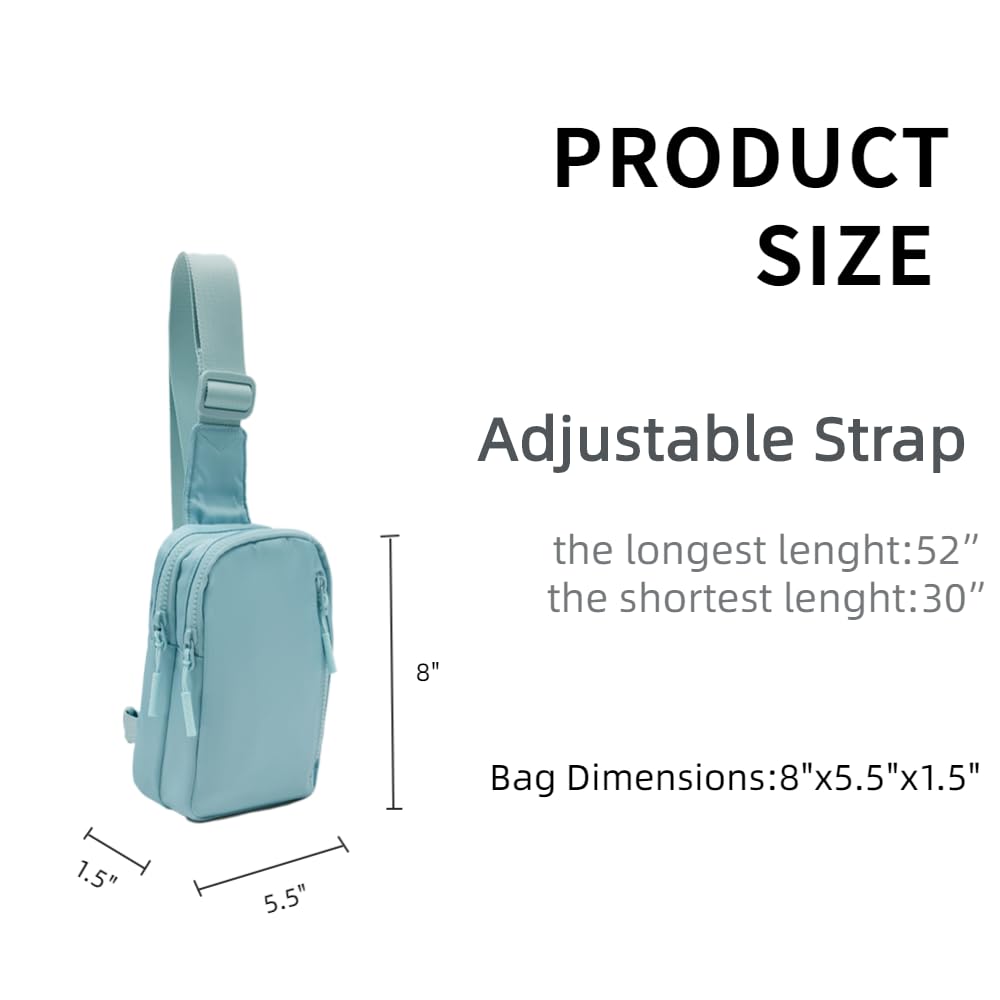 VAKAER Small Crossbody Bag Purse Women‘s Sling Bag Daypack Backpack with Convertible Adjustable Strap for Travel Hiking (Ice blue)