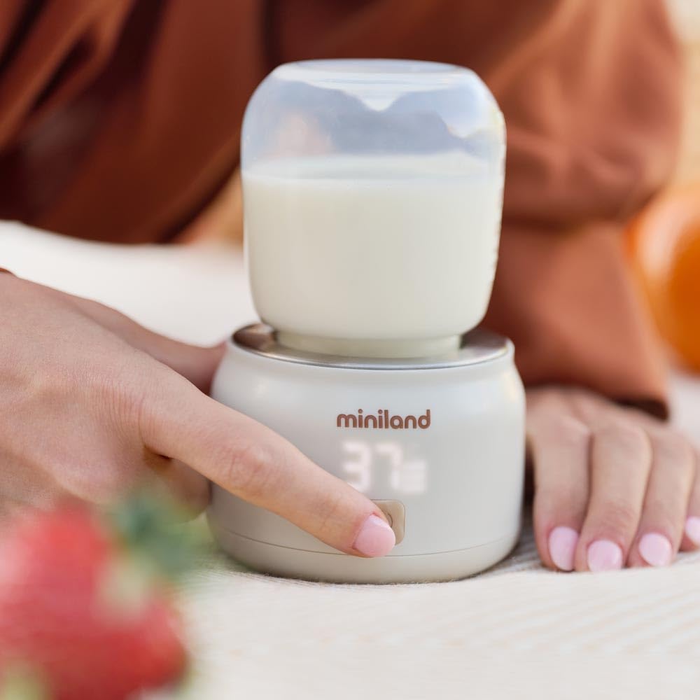 Miniland Warmy On the Go Plus - Scalda biberon portatile, ricaricabile tramite USB, riscalda acqua e latte fino a 70 °C, 5 temperature, mantiene il calore, ideale per i viaggi