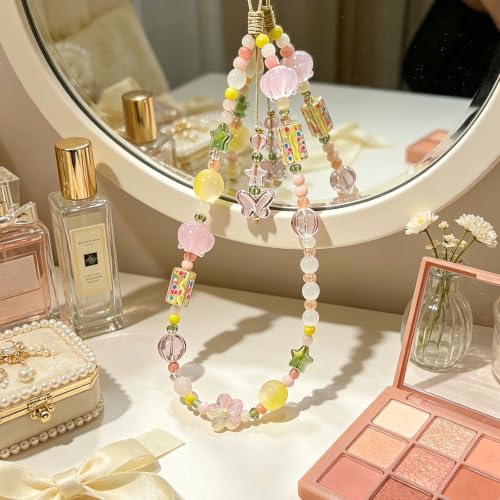 Image of Beaded Camera Wrist Strap Cute Digital Camera Charm Lanyard, Phone Wristlet Charms, Phone Chain for Camera