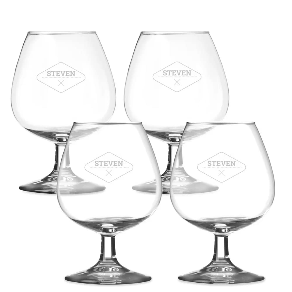 your surprise Verre à Cognac avec prénom ou message - Grand verre à cognac personnalisé de 37cl avec gravure (4 Pièces)