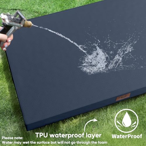 Image of Waterproof Orthopedic Outdoor Dog Bed XL for Extra Large Dogs | Egg Crate Foam for Joint Support, TPU Waterproof Layer, Machine Washable 1680D Oxford Cover, 44 x 32 Inch, Up to 90 lbs