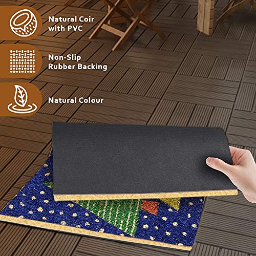 Image of Onlymat Christmas Tree Printed Modern Doormat (Multicolor) Rectangular Shaped Durable Entryway Rug Natural Coir Material with PVC Backing for Indoor and Outdoor use, 40x60 cm
