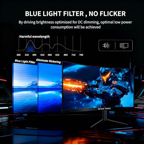 Image of Great voell 24.5 Inch Gaming Monitor 200Hz FHD (1920x1080) Computer Monitor Built-in Speakers, VA Panel, FreeSync, HDR10, 99% sRGB, FreeSync, HDMI&DP, Design VESA (75 x 75mm)
