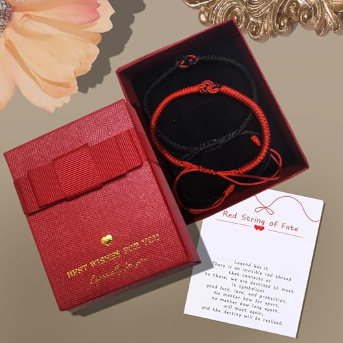 Matching Bracelets for Couples,Red String of Fate Long Distance Relationship Gift Ideas for Girlfriend Her,Him Boyfriend2