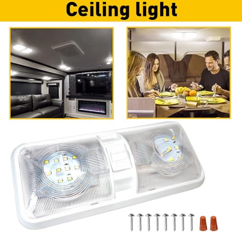 Image of 12 Volt LED RV LED Lights with ON /Off Switch - Daylight 6500K 8W 600LM, Interior Lighting for RV Van Trailer Camper Boat - Pack of 10