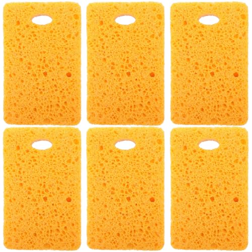 POPETPOP Paquete de 6 Esponjas de Cocina Amarillas Multifuncionales para Limpieza de Platos y Baño Buena Absorción de Agua para Uso Diario Hogar