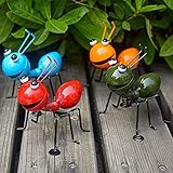 YURRUON Metal Craft Ant Yard Decor 4Pcs Ant Metal Sculpture Garden Ant Decoration Hanging Wall Garden Lawn Decoration Indoor and Outdoor Colorful and Loving Insects Sculptures