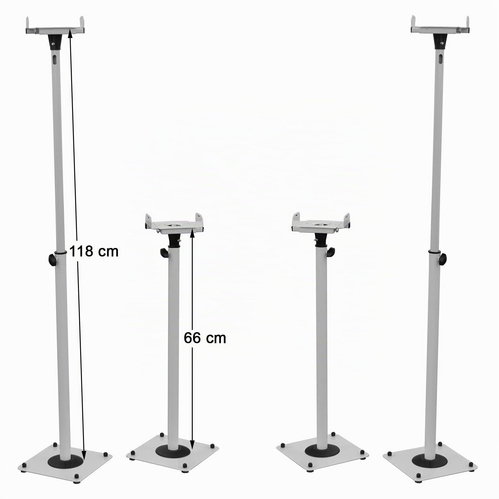 Drall Supporto per Altoparlanti da 2 Pezzi Realizzato in Metallo, Supporto per Altoparlante Regolabile in Altezza con Supporto per Cavo Bianco Modello: BS16Wx2