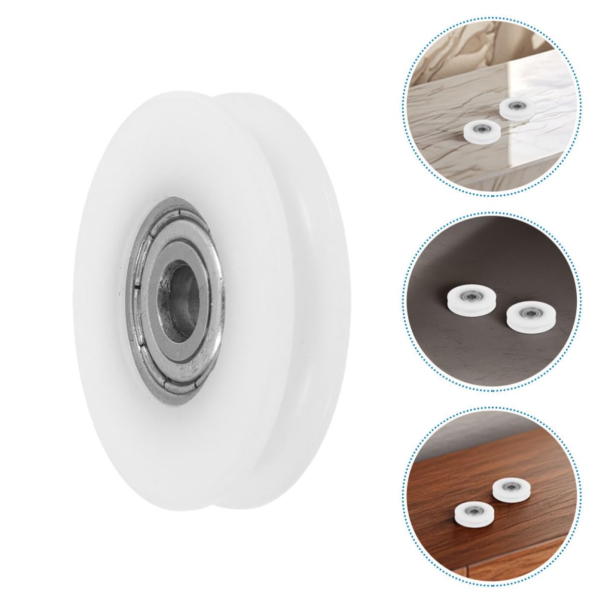 Healeved Lot de 8 Poulies à Gorge en U 5x30x6 Mm avec Roulements à Billes Intégrés, Galets de Guidage en Nylon Résistants, pour Portes Coulissantes et Rails Domestiques, Quincaillerie