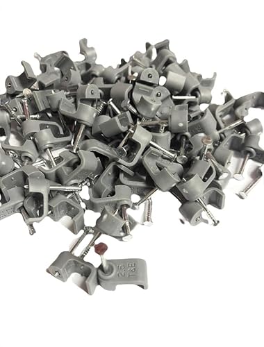 2.5mm Twin & Earth (10x5) Grey Cable Clips 100 Pack Nail Clips, Cable Tacks for Electrical Cables