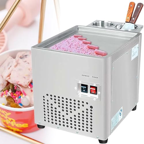 Máquina comercial de helado enrollada, máquina de rollos de helado de acero inoxidable para tiendas de postres, cafeterías y bares