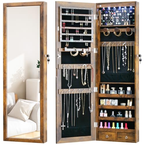MASMIRE LED Jewelry Cabinet with Mirror - 47.3