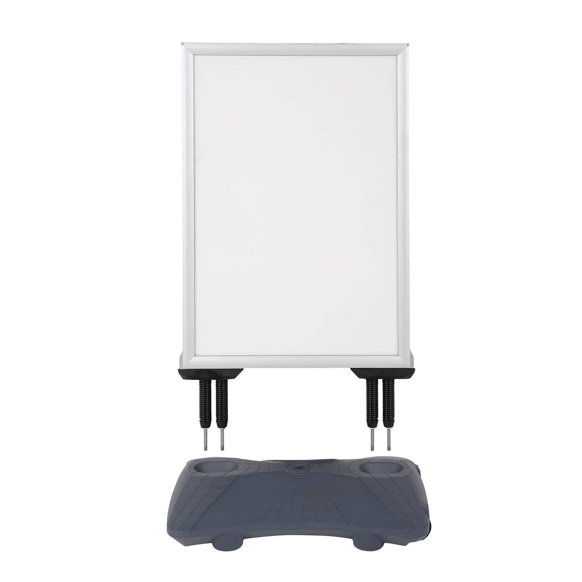 Plakatständer WindPro® SLIM | Kundenstopper OUTDOOR in DIN A1 | Plakataufsteller A1 wetterfest in silber | Aufsteller Werbung beidseitig nutzbar für 2 Plakate
