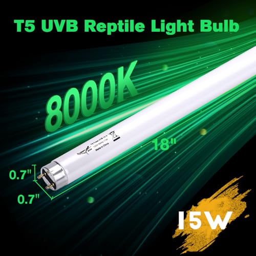 Image of 2-Pack UVB Reptile Light 10.0 Bulb 15W T8 Fluorescent Desert Lamp UVA for Bearded Dragon Tortoise Reptile & Amphibian
